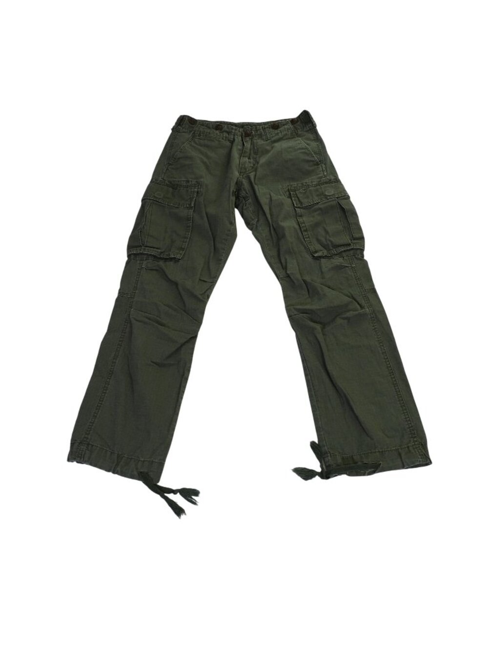 MNML Green Cargo Utility Pants Drawstring Hem Men Size 28 Y2K Streetwear FLAW